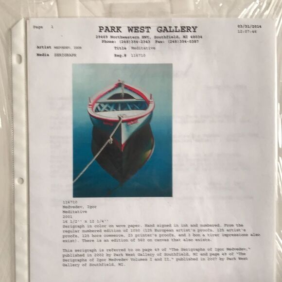 “Meditative“ by Igor Medvedev Serigraph - Picture 8 of 8